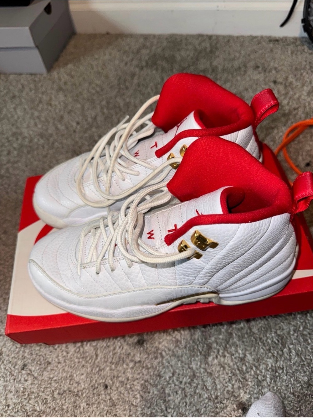 Jordan Men’s White and Red Athletic Shoes